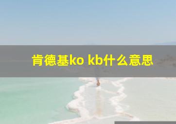 肯德基ko kb什么意思